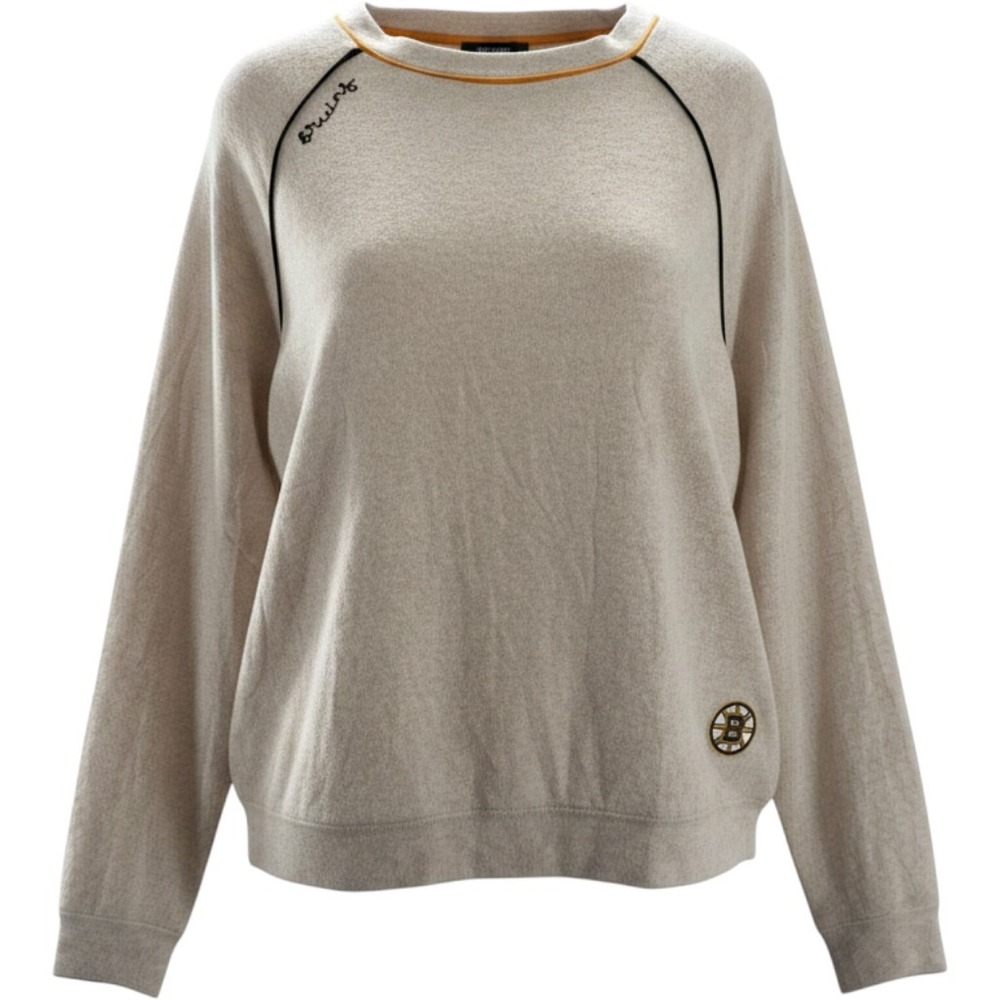 Wear Erin Andrews Boston Bruins NHL Oatmeal Heather Pullover Shirt Soft Med NEW